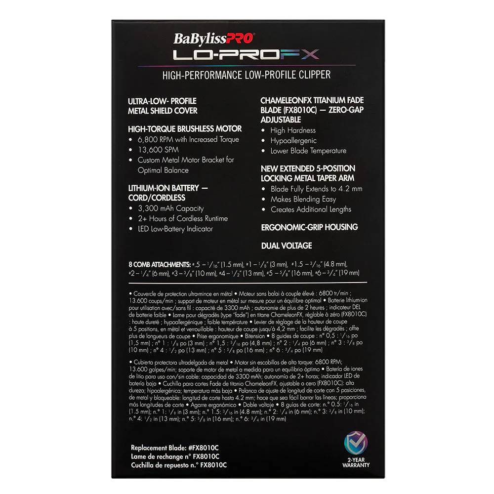 BaBylissPRO Lo Pro FX Clipper - Chameleon Cord/Cordless - Image 3