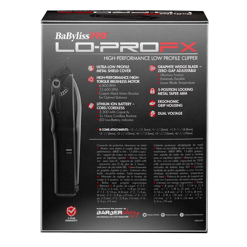 BaBylissPRO Lo-ProFX  Clipper - Black Cord/Cordless - Image 6