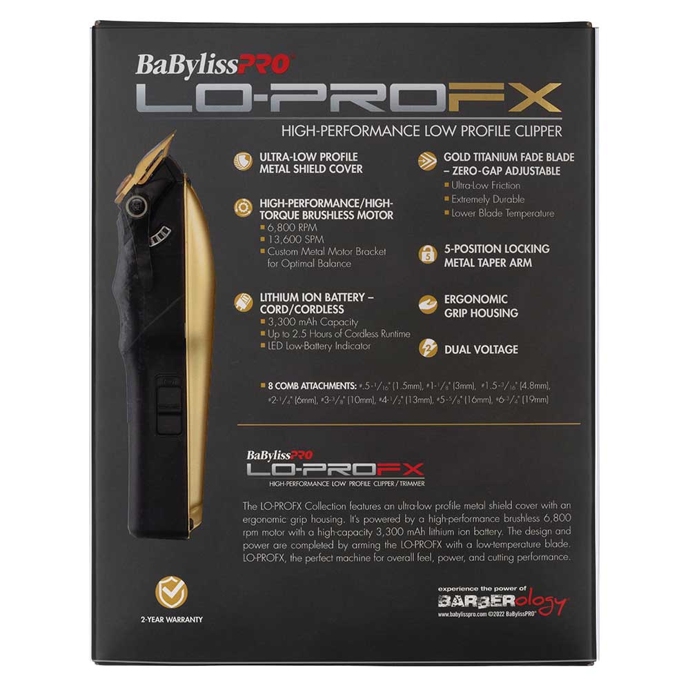 BaBylissPRO Lo-ProFX Clipper - Gold Cord/Cordless - Image 5