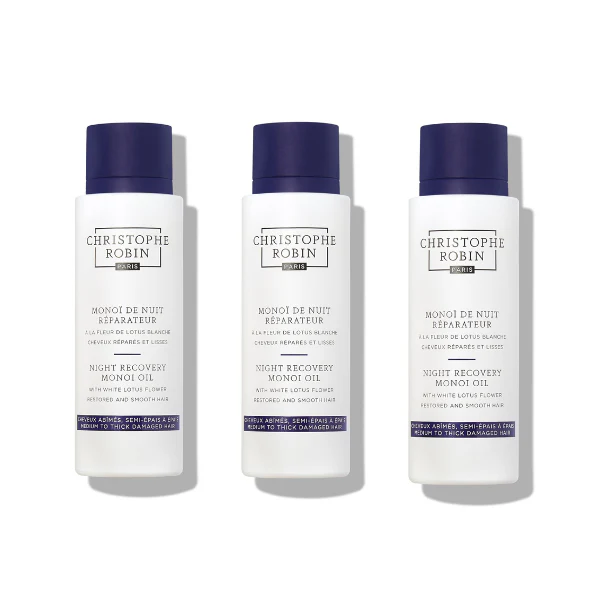 Christophe Robin Night Recovery Monoï Oil With White Lotus Flower 150ml x3