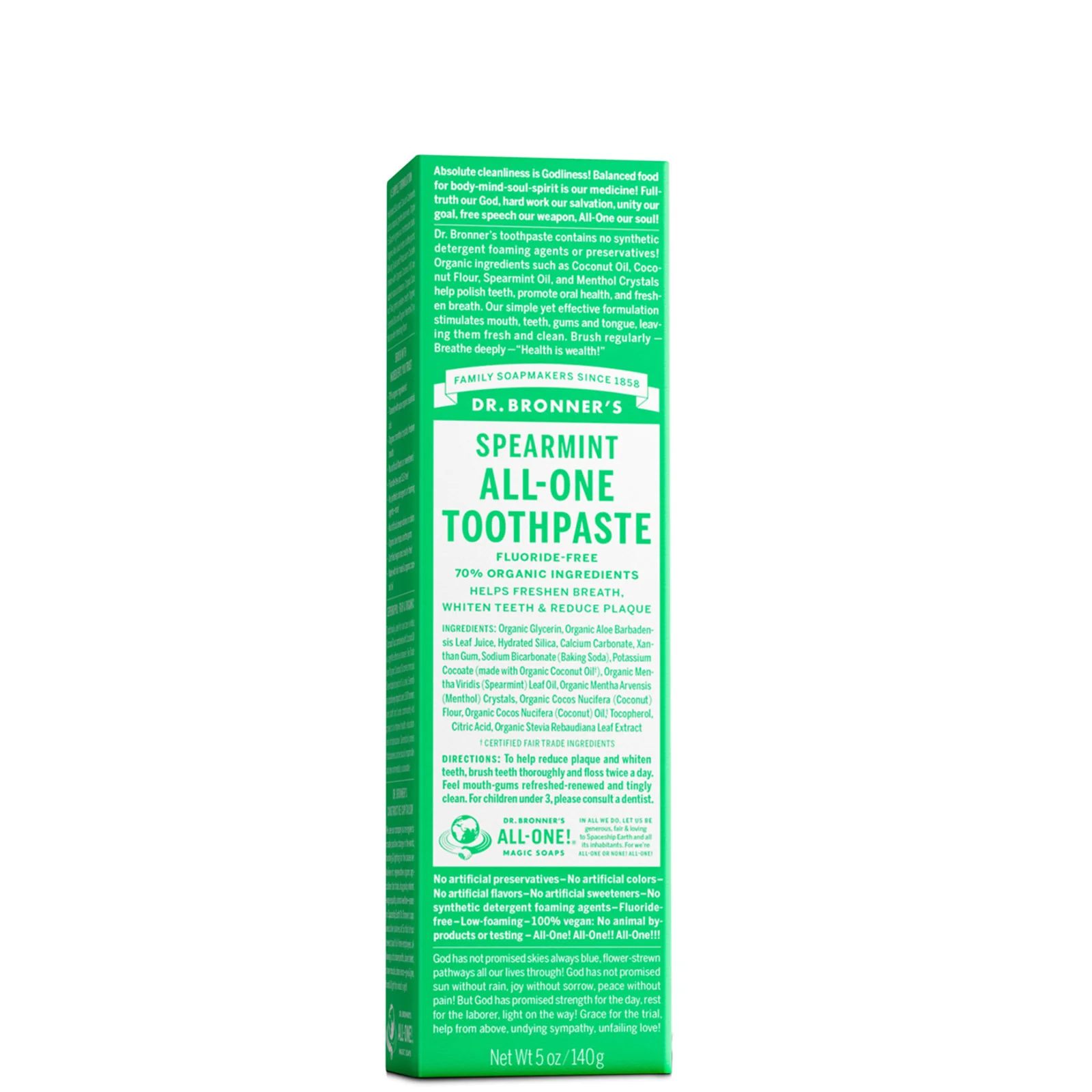 Dr. Bronner's All-One Toothpaste Spearmint 140g - Image 2