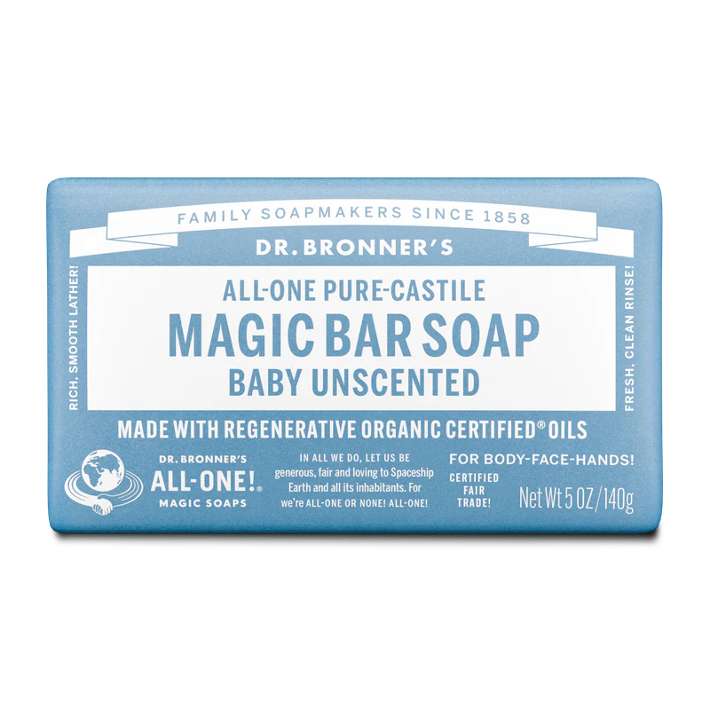 Dr. Bronner's Pure Castile Bar Soap - Baby Unscented 140g
