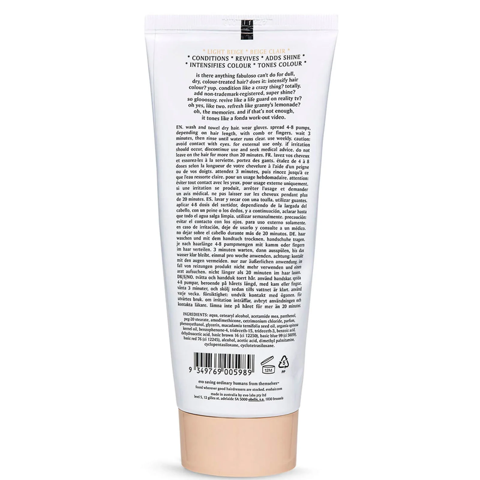 evo Fabuloso Colour Boosting Conditioner/Treatment - Light Beige 220ml - Image 2