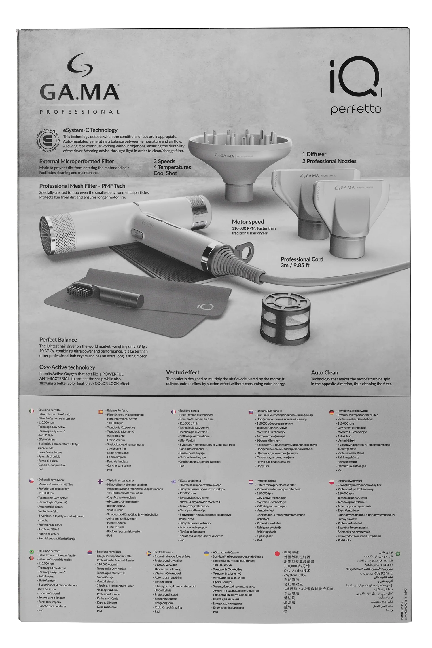 Gama Professional IQ1 Perfetto Pro Dryer - Silver - Image 11