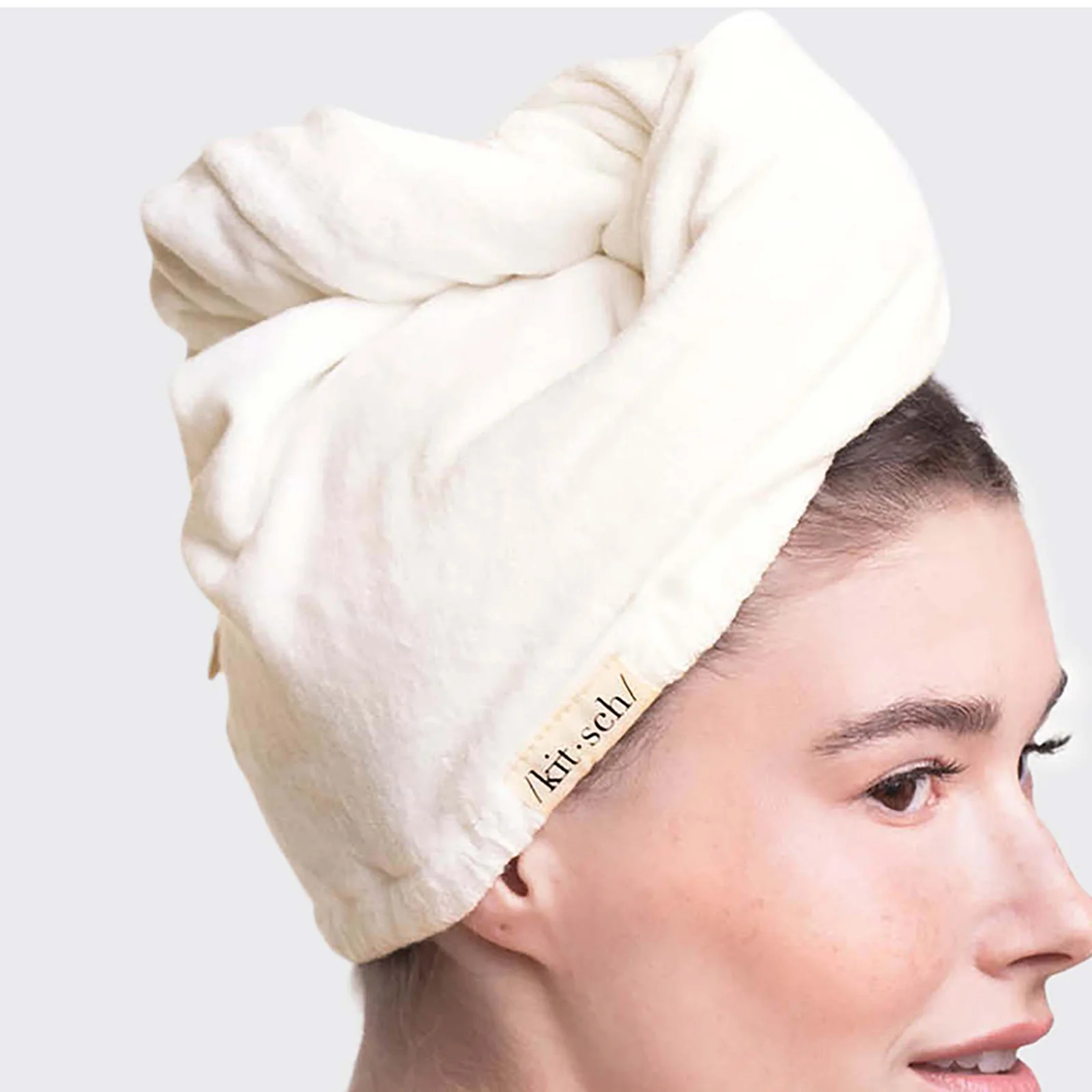 Kitsch Eco-Friendly Hair Towel Turban - Ivory - Image 4