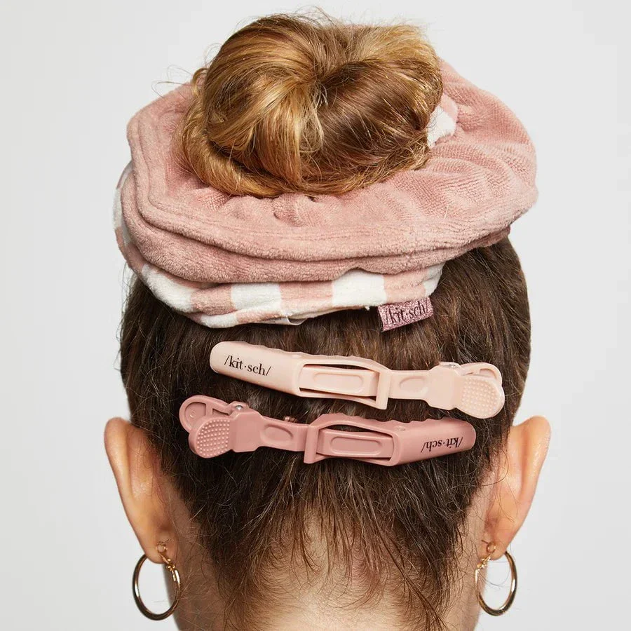 Kitsch Microfiber Quick-Dry Towel Scrunchies 2pc Set - Terracotta Checker - Image 4