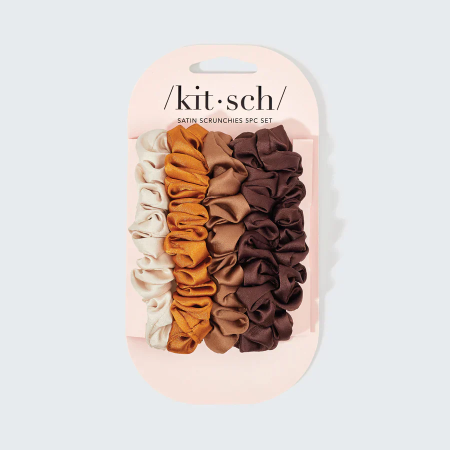 Kitsch Ruched Satin Scrunchies 5pc Set - Sedona - Image 2