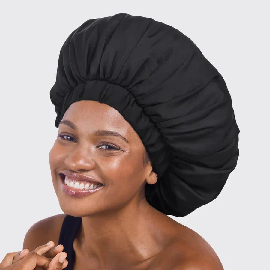 Kitsch Satin Sleep XL Adjustable Bonnet - Black - Image 2
