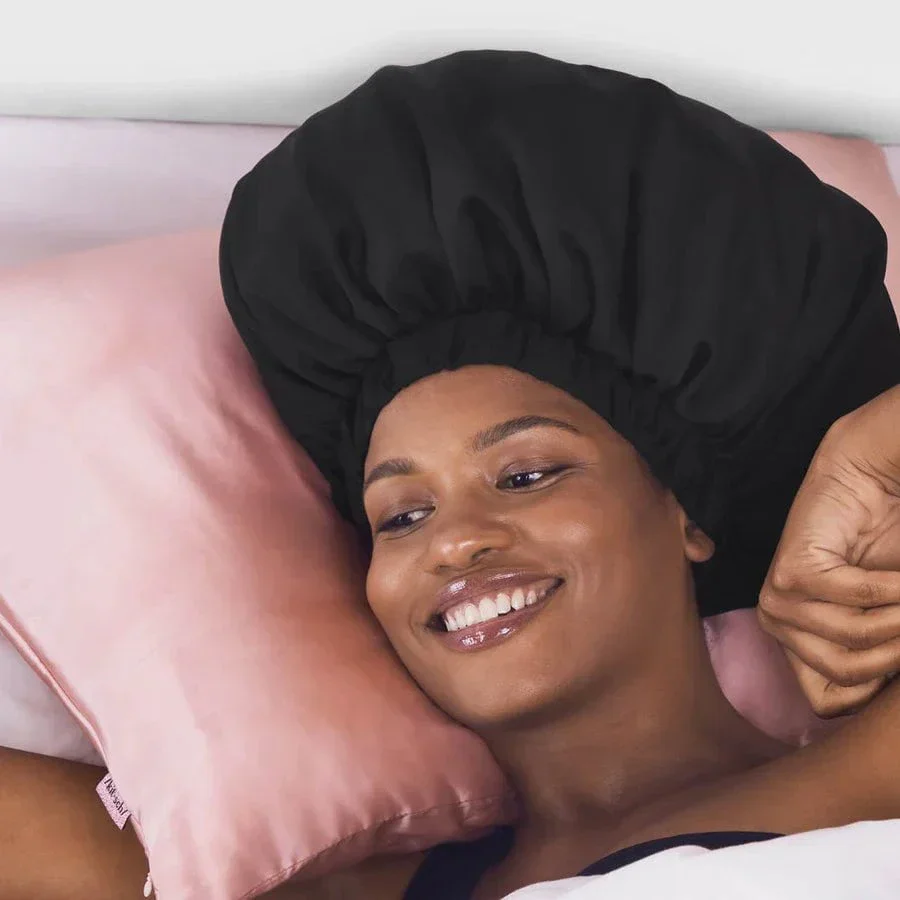 Kitsch Satin Sleep XL Adjustable Bonnet - Black - Image 3