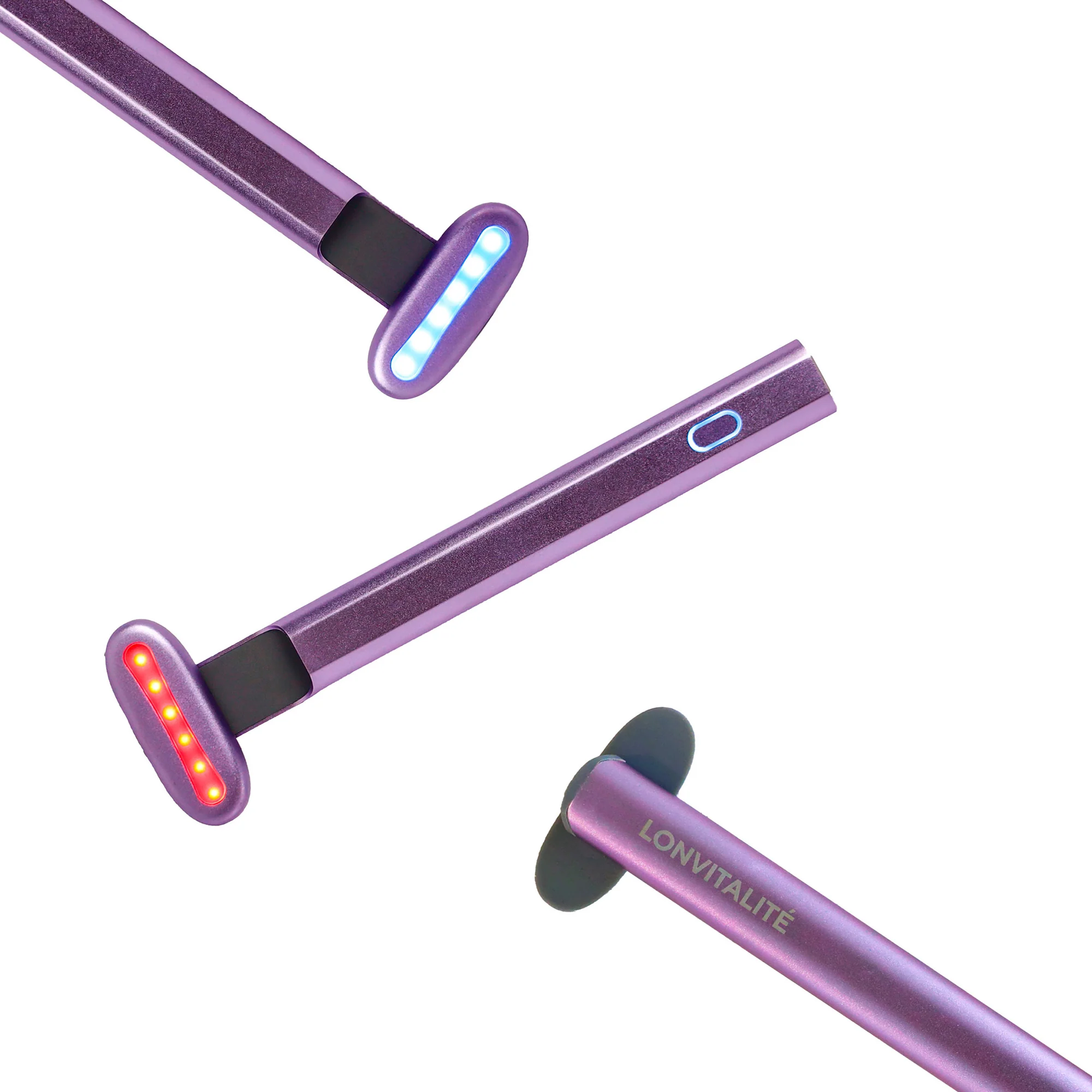 Lonvitalite Pro LED 5-1 Dual Red and Blue LED Light Therapy Facial Wand - Purple - Image 2