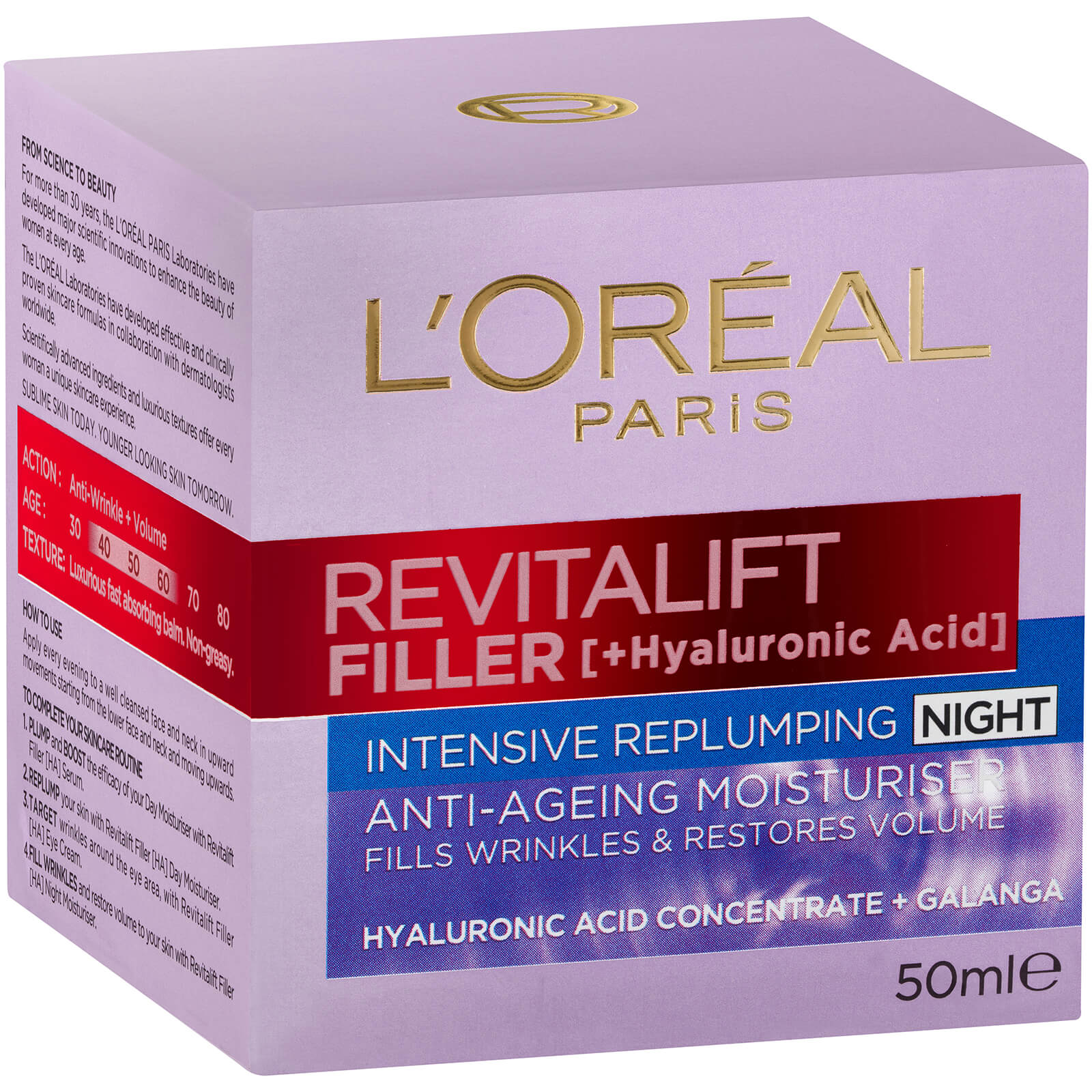 L'Oréal Paris Revitalift Filler Intensive Replumping Night Cream 50ml - Image 3