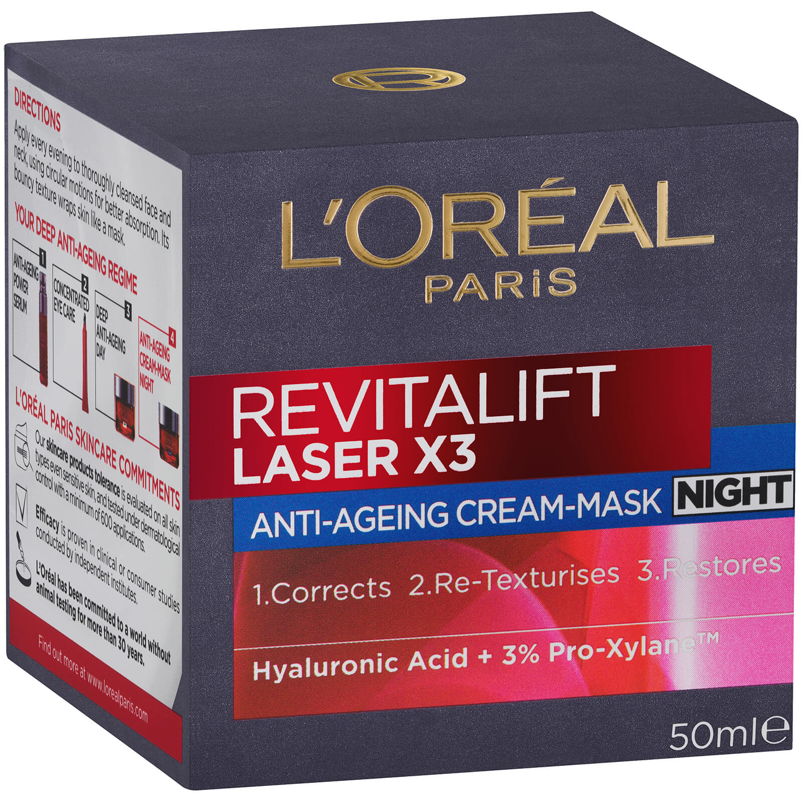 L'Oréal Paris Revitalift Laser X3 Anti-Ageing Night Mask-Cream 50ml - Image 3
