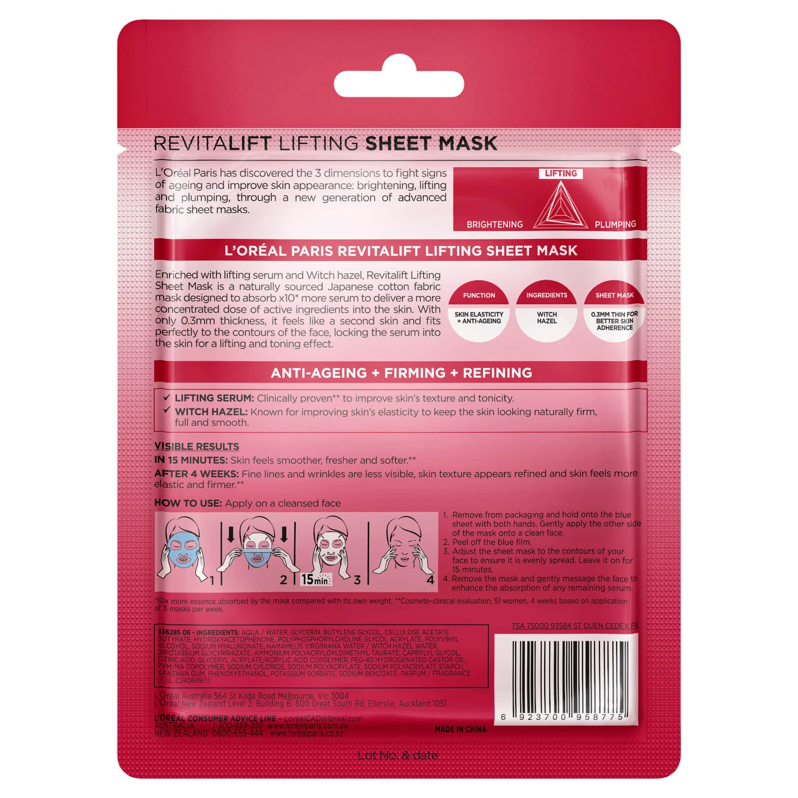 L'Oréal Paris Revitalift Lifting Sheet Mask (1 Mask) - Image 2