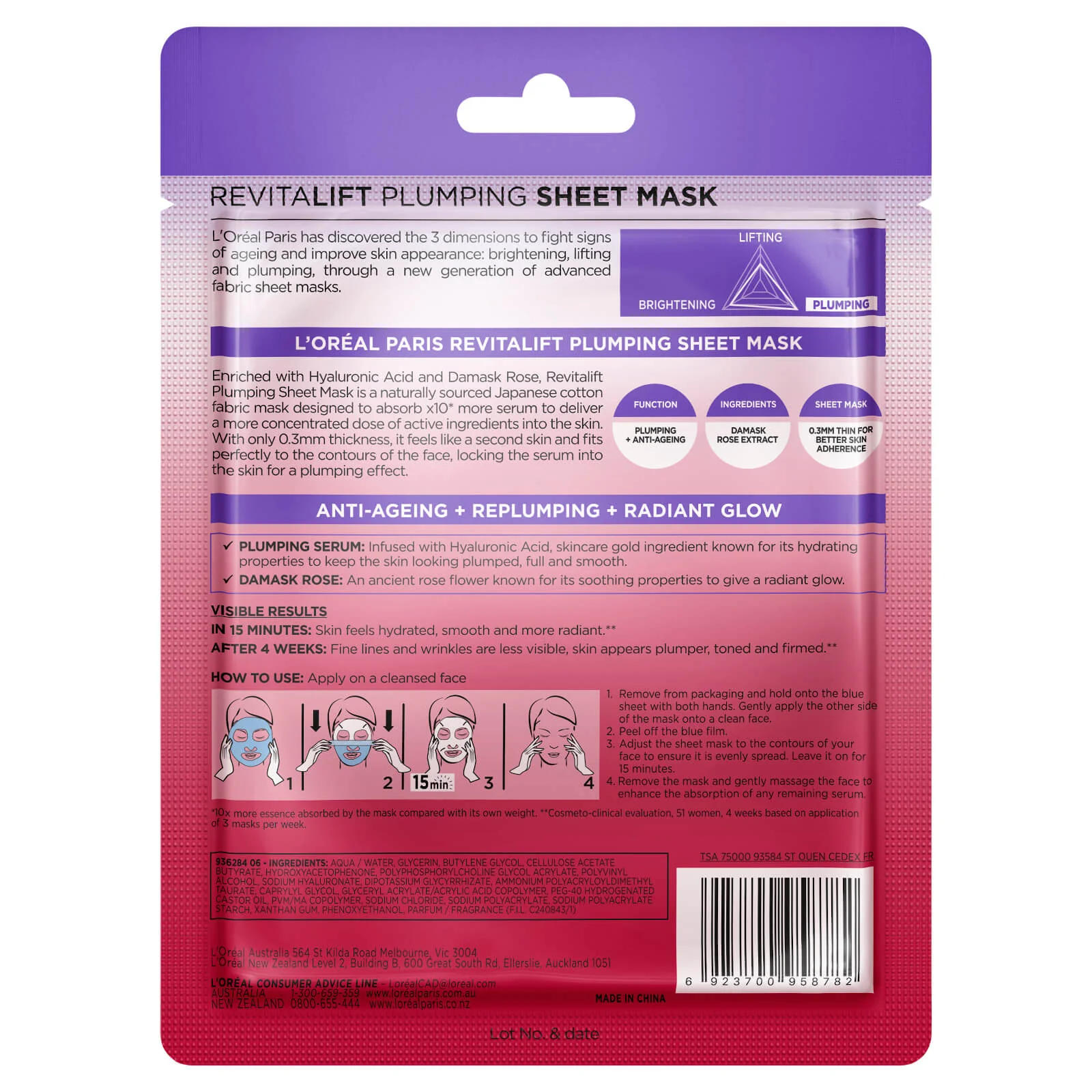 L'Oréal Paris Revitalift Plumping Sheet Mask (1 Mask) - Image 2