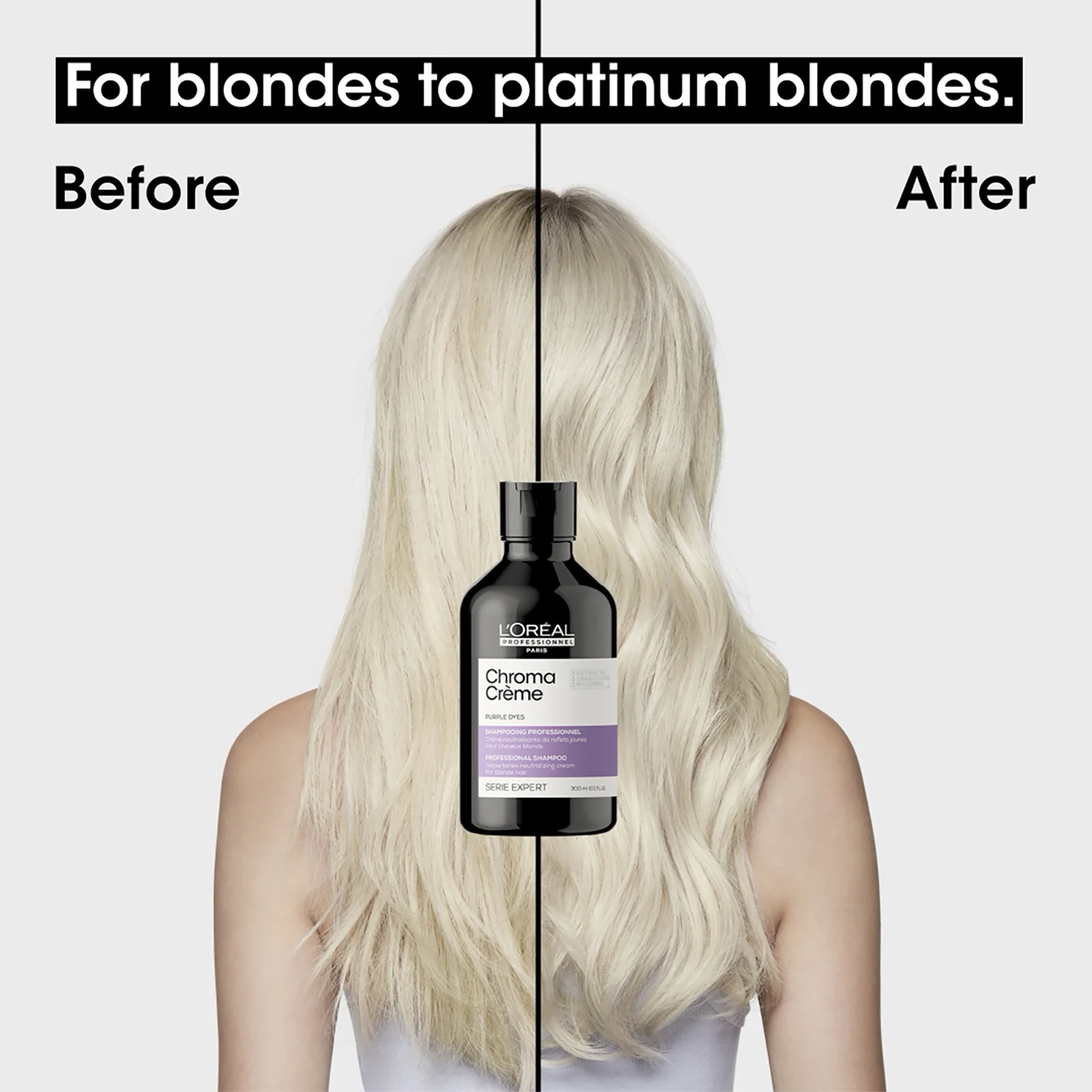 L'Oréal Professionnel Paris Chroma Crème Yellow-Tones Neutralizing Cream Shampoo - Blondes To Platinum Blondes 300ml - Image 3