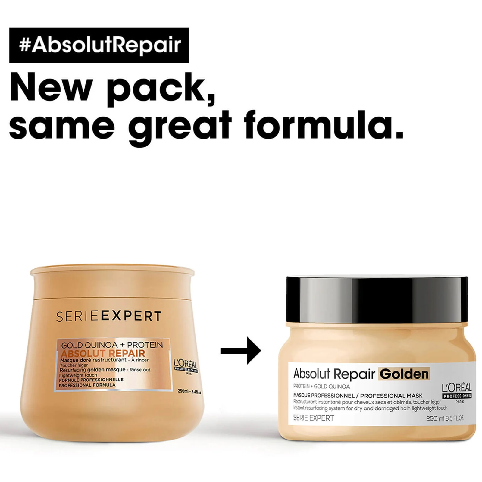L'Oréal Professionnel Serié Expert Absolut Repair Gold Lightweight Mask 250ml - Image 2