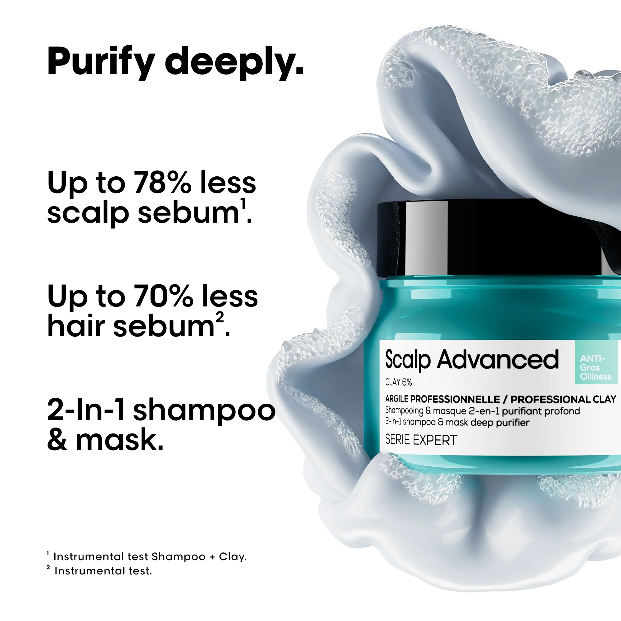 L'Oréal Professionnel Serié Expert Scalp Advanced Anti-Oiliness 2-in-1 Deep Purifier Clay Hair Mask 250ml - Image 2
