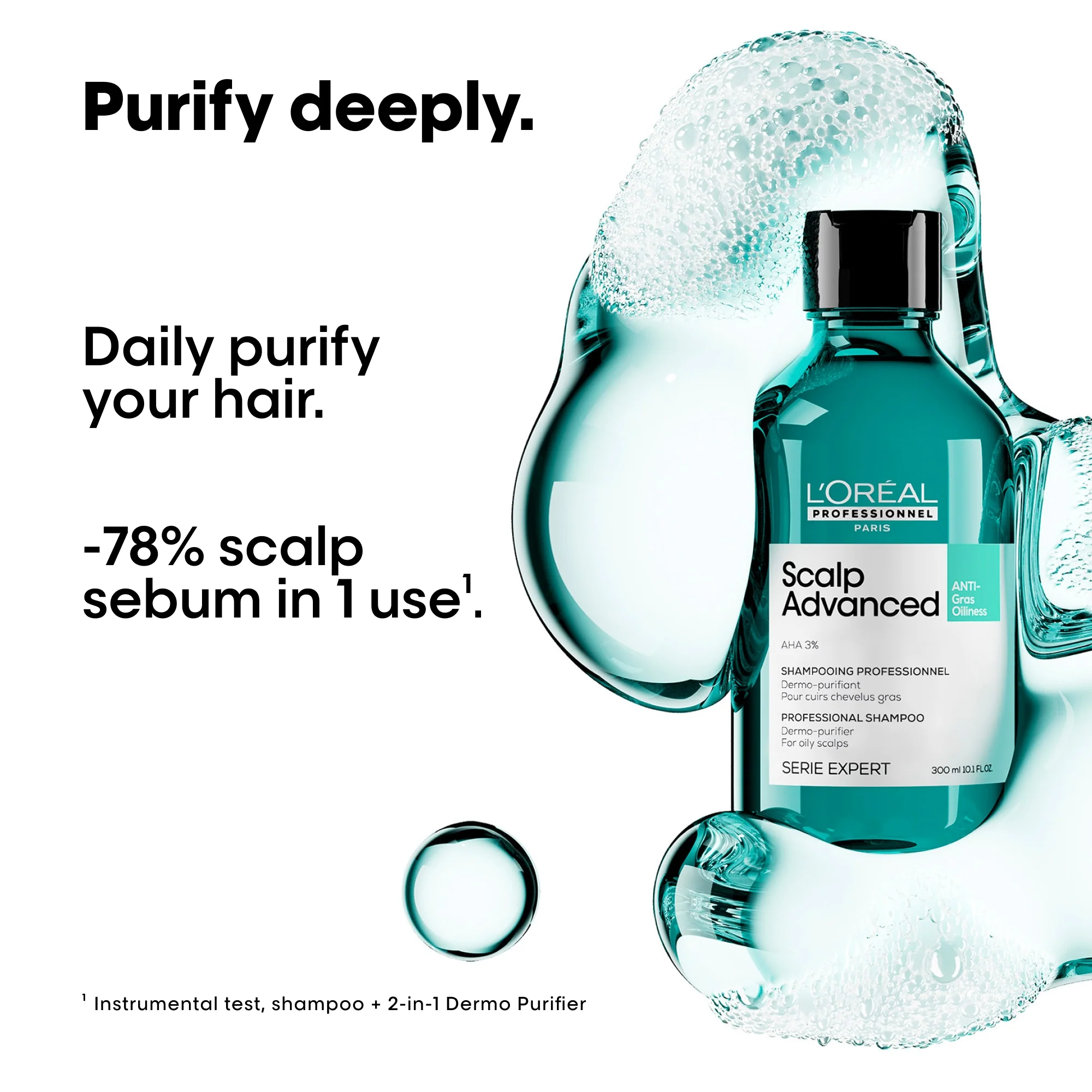 L'Oréal Professionnel Serié Expert Scalp Advanced Anti-Oiliness Dermo-Purifier Shampoo 300ml - Image 2