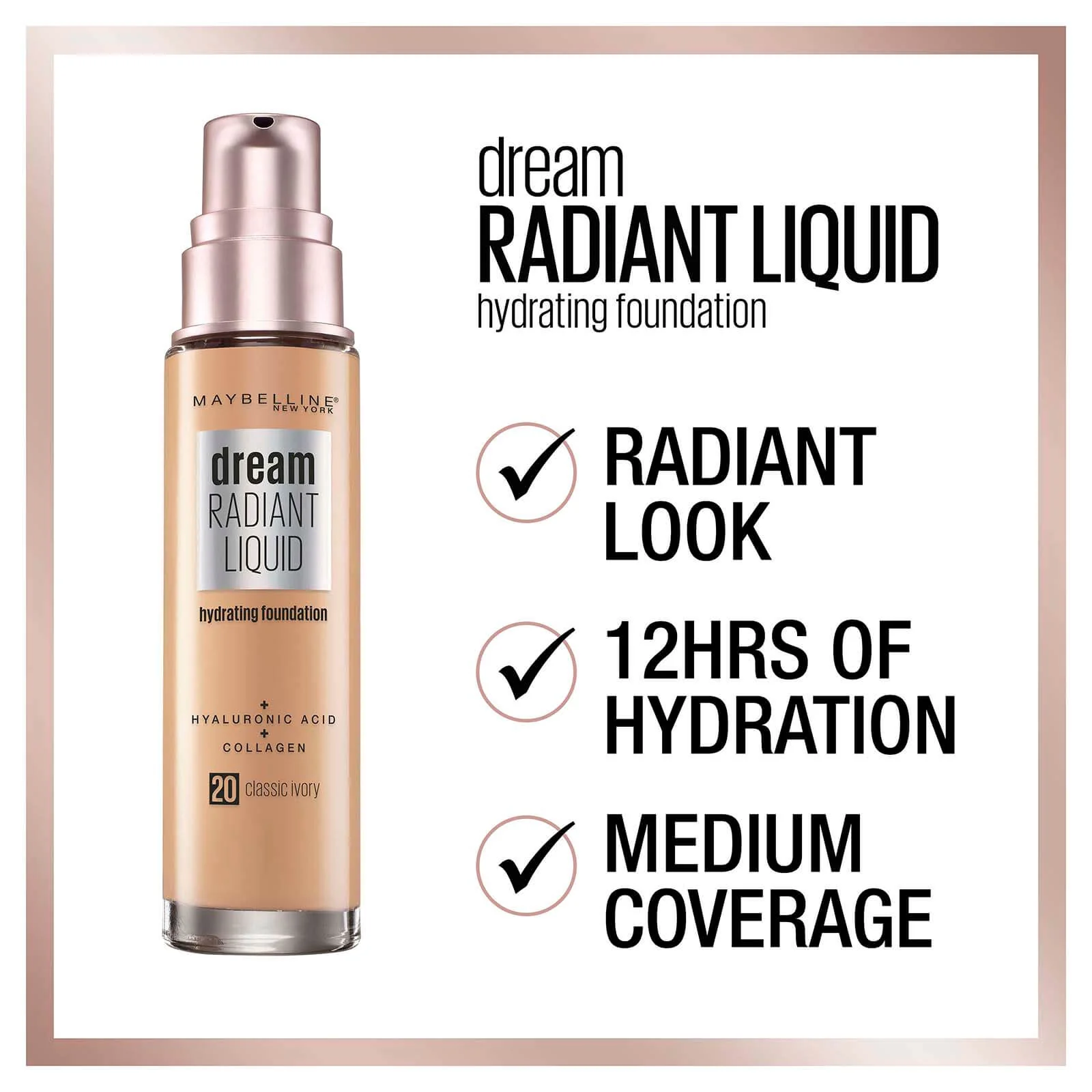 Maybelline Dream Radiant Liquid Hydrating Foundation 30ml (Various Shades) - Image 16