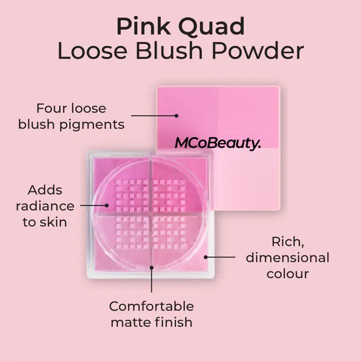 MCoBeauty Blush Quad Loose Powder - Pink - Image 3