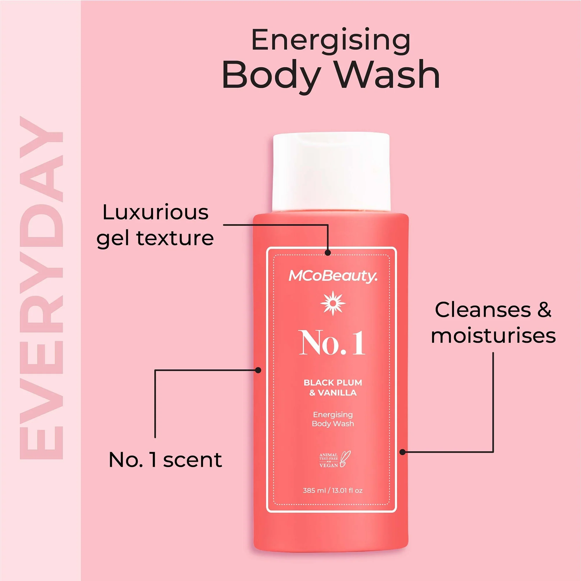MCoBeauty Everyday Body Wash Cream-Gel 385ml  - No.1 Black Plum & Vanilla - Image 2