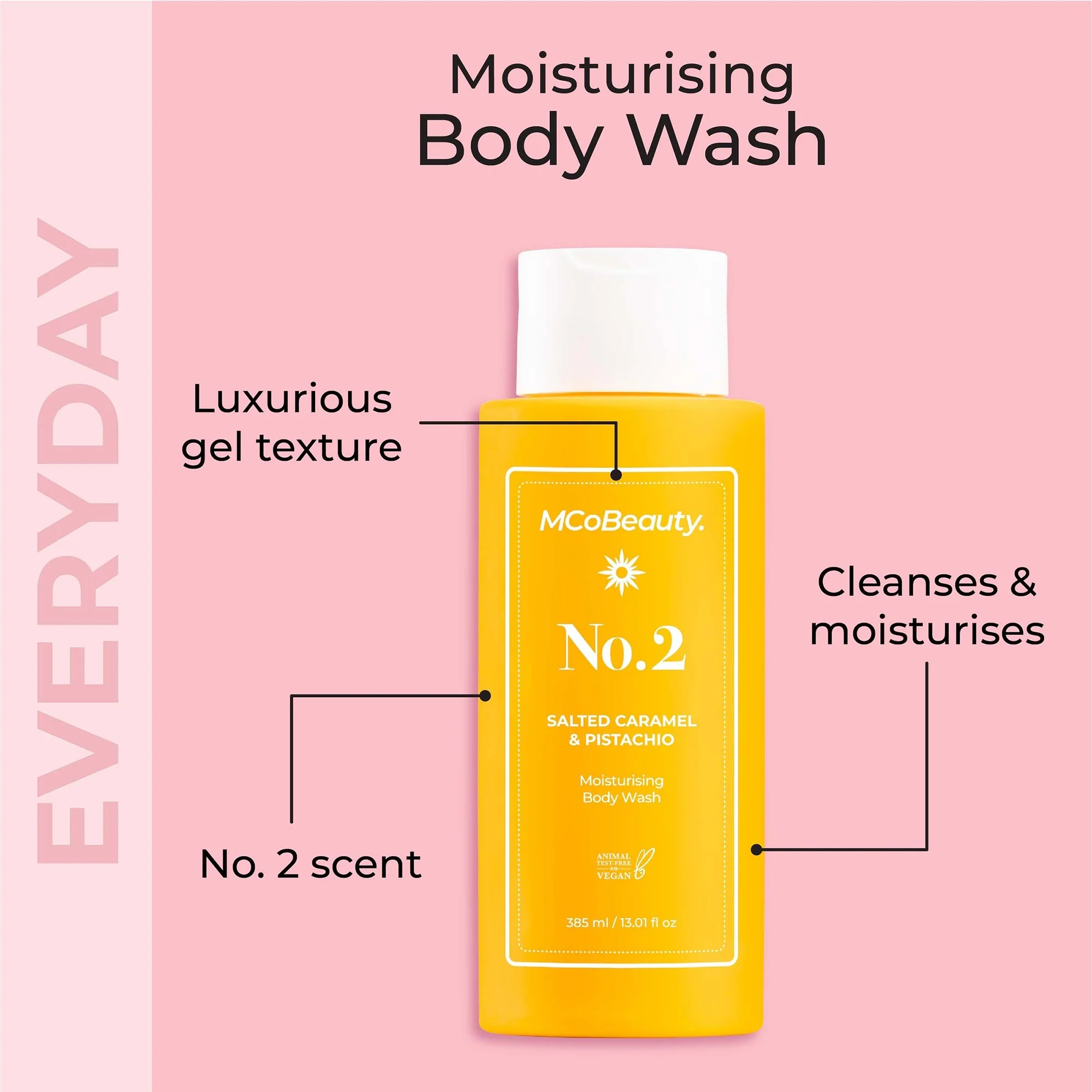 MCoBeauty Everyday Body Wash Cream-Gel 385ml  - No.2 Salted Caramel & Pistachio - Image 2