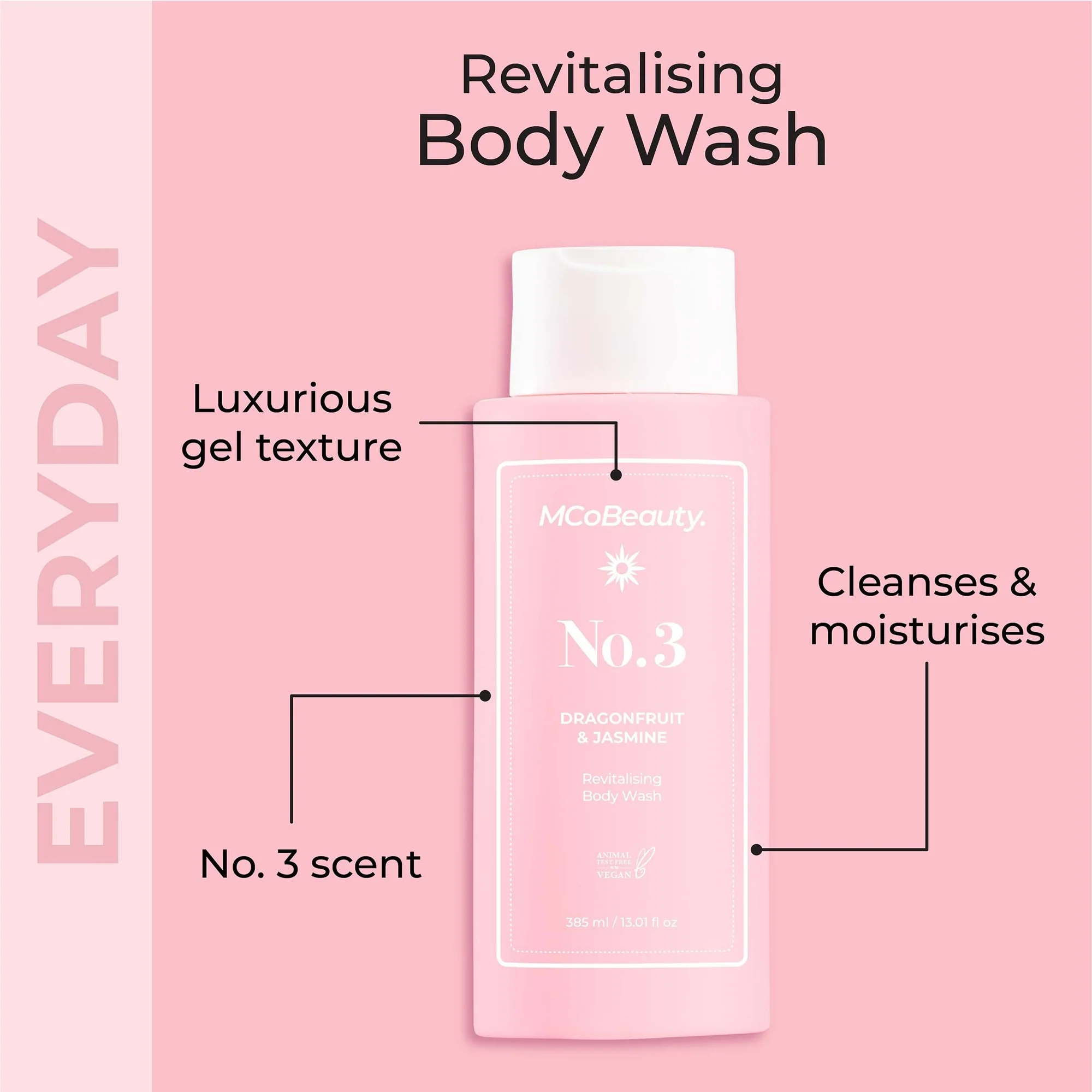 MCoBeauty Everyday Body Wash Cream-Gel 385ml  - No.3 Dragonfruit & Jasmine - Image 2