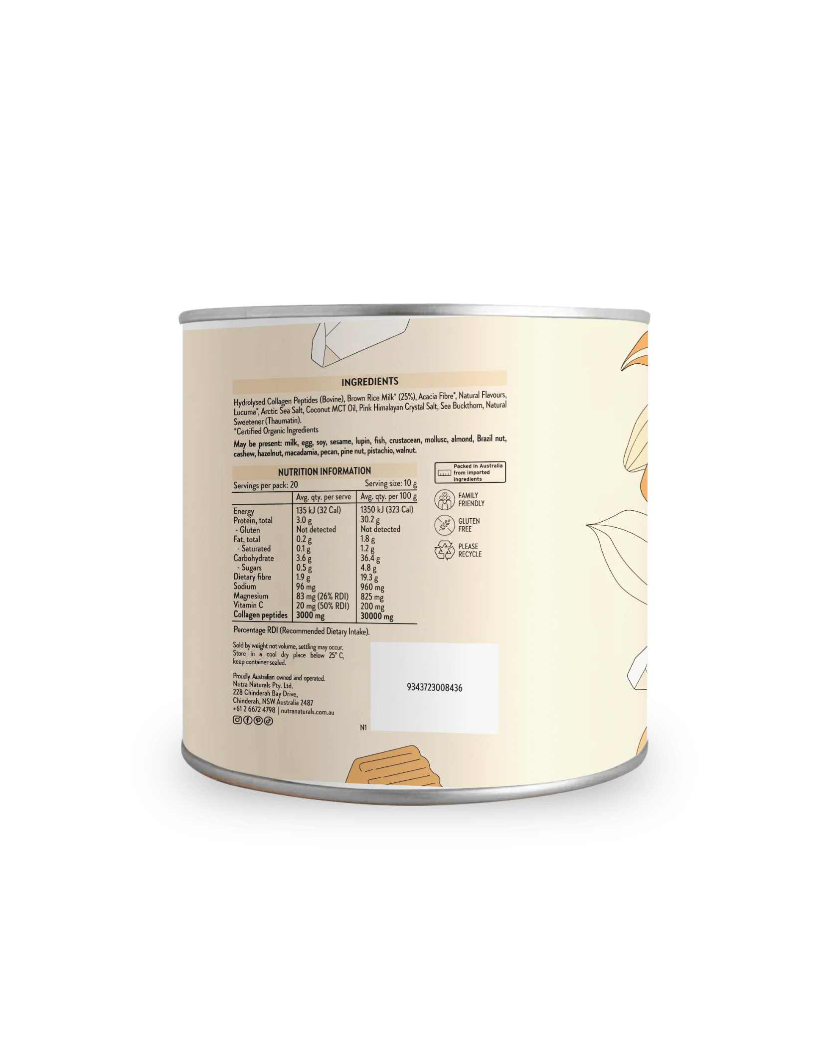 Nutra Naturals Collagen White Hot Choc - Salted Caramel 200g - Image 2