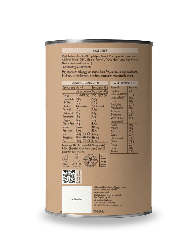 Nutra Naturals Clean Plant Protein Chocolate 500g - Image 5