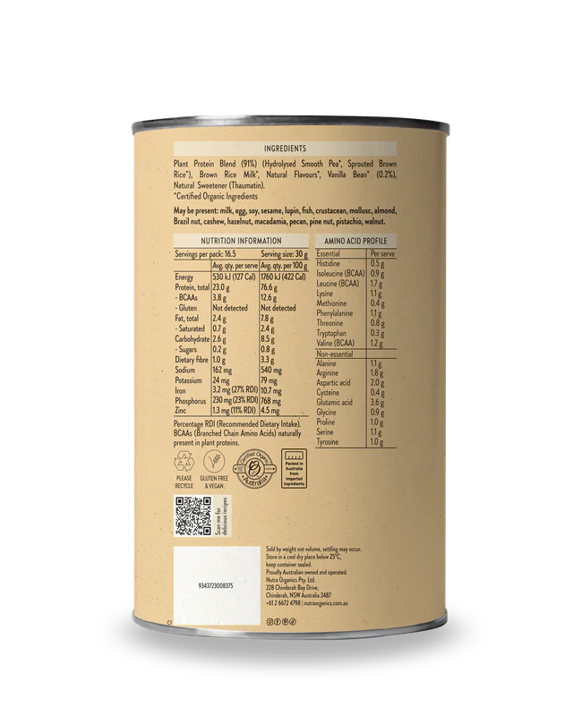 Nutra Naturals Clean Plant Protein Vanilla 500g - Image 5