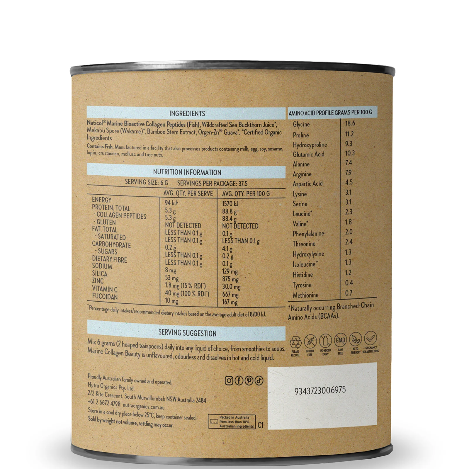 Nutra Naturals Marine Collagen Beauty Supplements 225g - Image 3