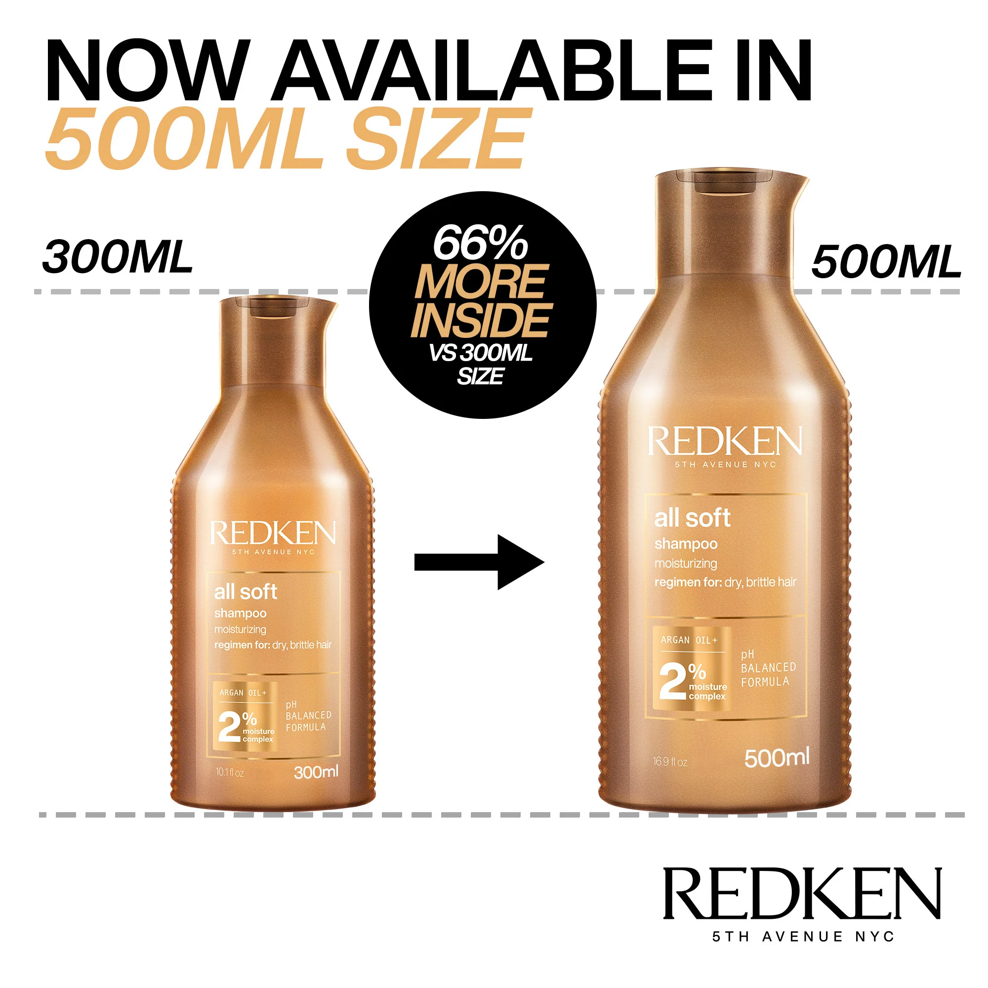 Redken All Soft Shampoo For Dry, Brittle Hair 500ml - Image 2
