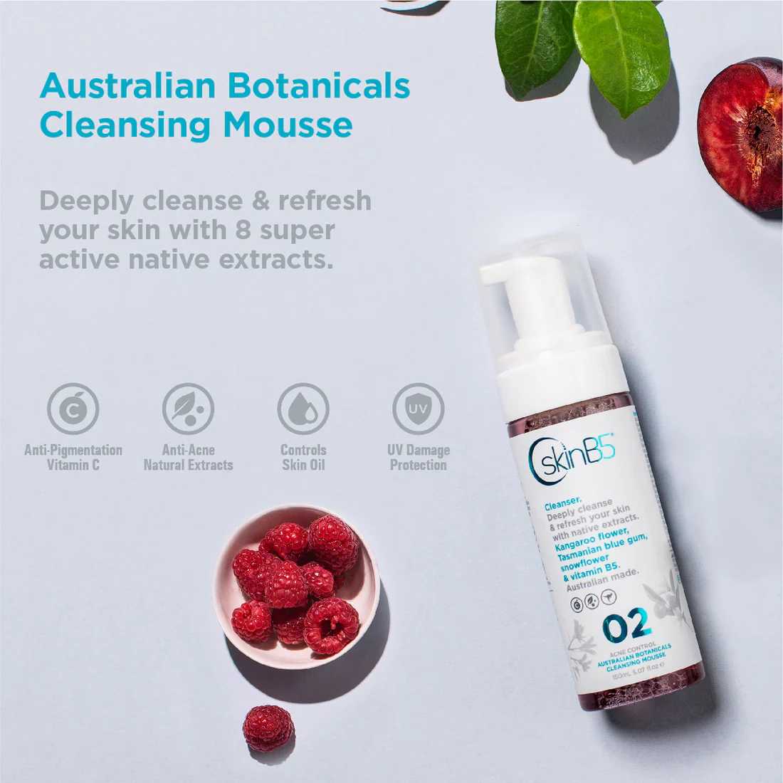 SkinB5 Acne Control Australian Botanical Cleansing Mousse 150ml - Image 4