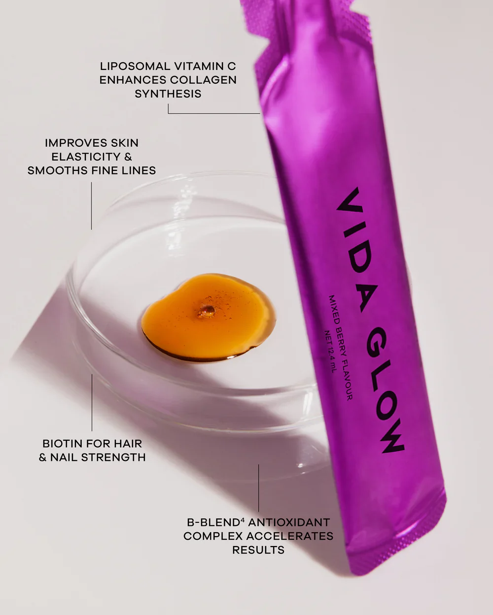 Vida Glow Liquid Collagen Skin Health Mixed Berry - 15 sachets - Image 5