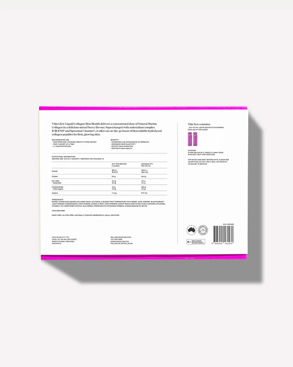 Vida Glow Liquid Collagen Skin Health Mixed Berry - 15 sachets - Image 9