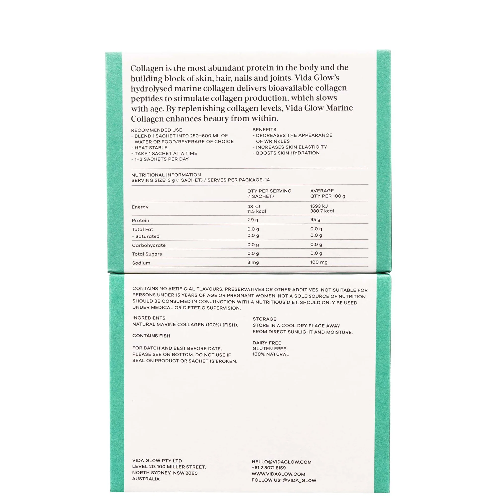 Vida Glow Natural Marine Collagen Trial Pack - 14 Serves - Image 2